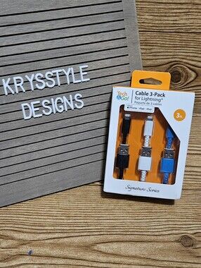 IPhone Ipad Lightening Charger Cable 3 Pack 3 Feet